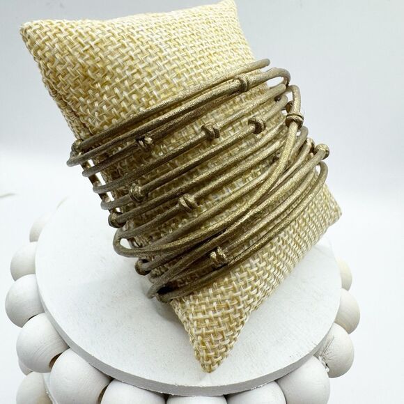 Rivka Friedman 18K Gold Clad Wrapped Mina Cuff Knotted Statement Bracelet - Picture 9 of 15